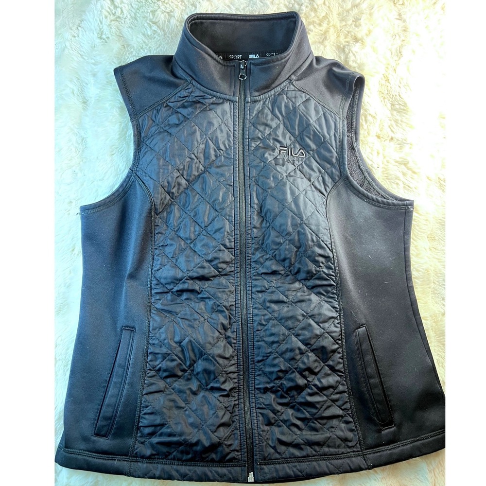 Fila Sport Womens purple Quilted Full Zip Fleece Lined Puffer Vest Large. A21